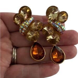 Modern Acrylic Rhinestone Earrings Clip Ons